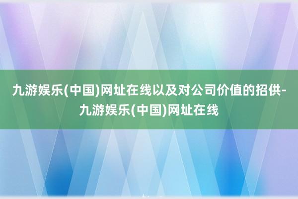 九游娱乐(中国)网址在线以及对公司价值的招供-九游娱乐(中国)网址在线