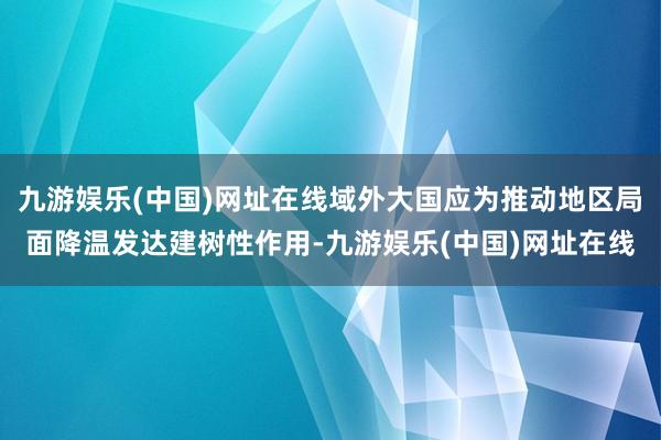 九游娱乐(中国)网址在线域外大国应为推动地区局面降温发达建树性作用-九游娱乐(中国)网址在线