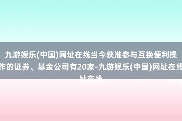 九游娱乐(中国)网址在线当今获准参与互换便利操作的证券、基金公司有20家-九游娱乐(中国)网址在线