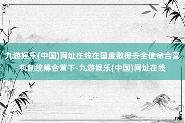 九游娱乐(中国)网址在线在国度数据安全使命合营机制统筹合营下-九游娱乐(中国)网址在线