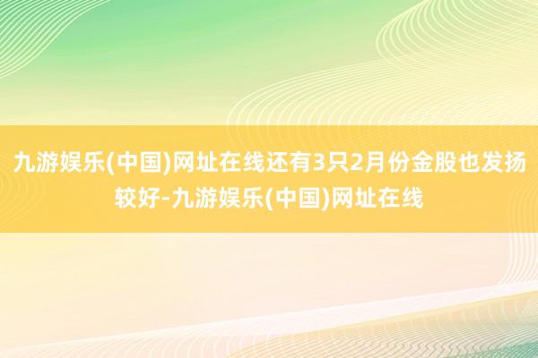 九游娱乐(中国)网址在线还有3只2月份金股也发扬较好-九游娱乐(中国)网址在线